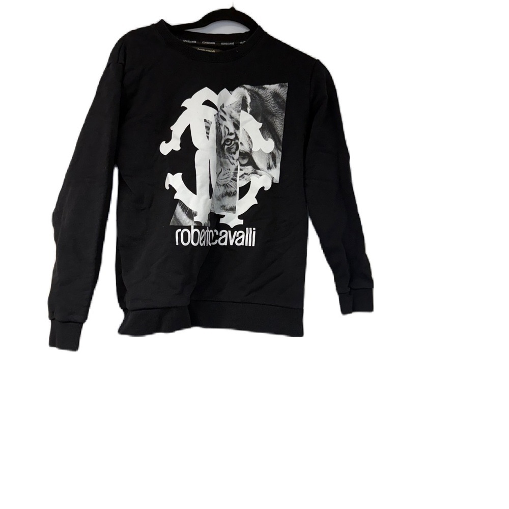 Roberto Cavalli Black Graphic Crewneck